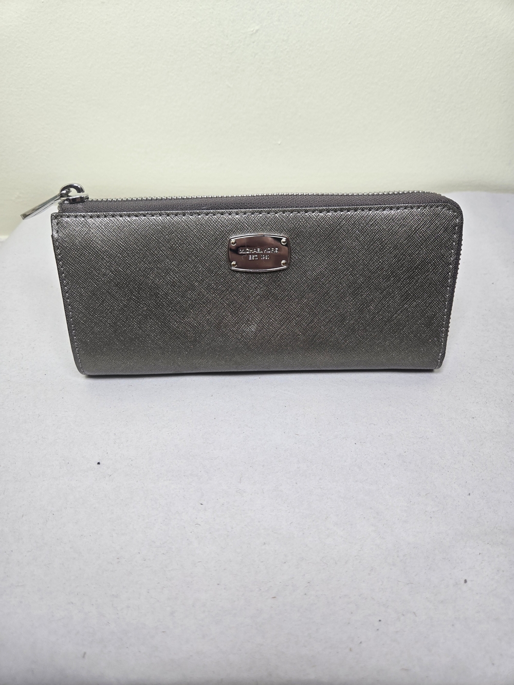 Michael Kors Metallic Gray Zip-Around Wallet